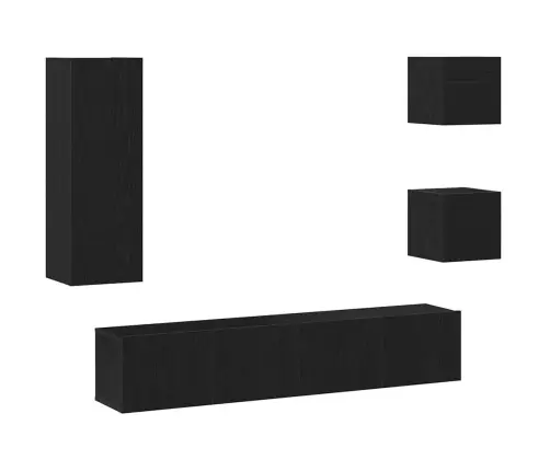 Tv Kapi Komplekt 5 Pcs Must Tamm 160 X 30 X 30.5 Cm Tehispuit