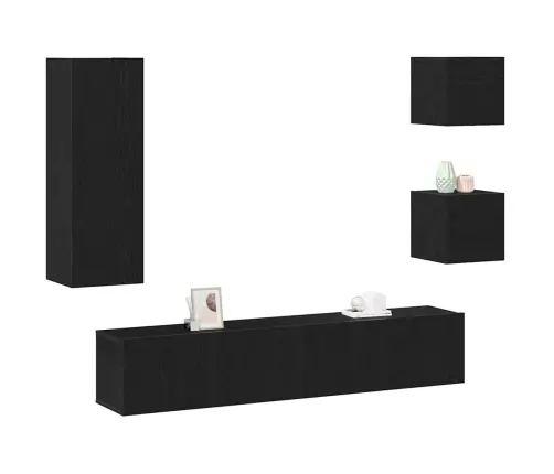 Tv Kapi Komplekt 5 Pcs Must Tamm 160 X 30 X 30.5 Cm Tehispuit