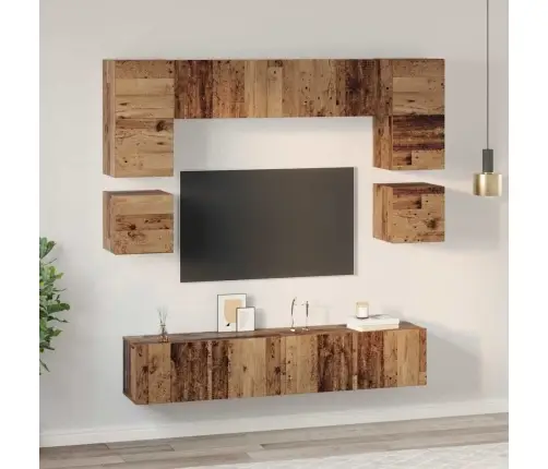 Tv Skapīšu Komplekts Ar Plauktu 8 Pcs Vecs Koks 80 X 30 X 30 Cm Vidaxl