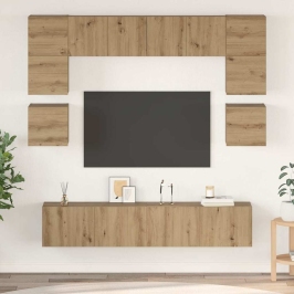 Tv Skapīšu Komplekts 8 Pcs Amatnieku Ozola Inženierijas Koks Vidaxl