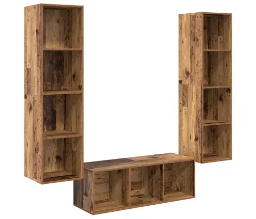 Tv Skapju Komplekts 3 Pcs Vecs Koks 37 X 37 X 142.5 Cm Vidaxl