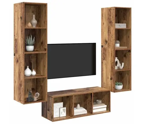 Tv Skapju Komplekts 3 Pcs Vecs Koks 37 X 37 X 142.5 Cm Vidaxl