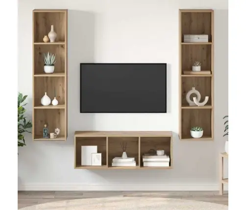 Tv Skapju Komplekts 3 Pcs Amatnieku Ozola 37 X 37 X 142.5 Cm Vidaxl