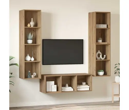 Tv Skapju Komplekts 3 Pcs Amatnieku Ozola 37 X 37 X 142.5 Cm Vidaxl