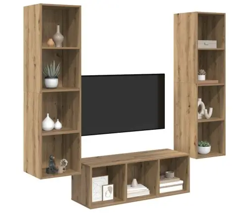 Tv Skapju Komplekts 3 Pcs Amatnieku Ozola 37 X 37 X 142.5 Cm Vidaxl