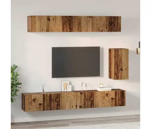 Tv Skapīšu Komplekts 6 Pcs Vecs Koks Standarta Vidējs Vidaxl