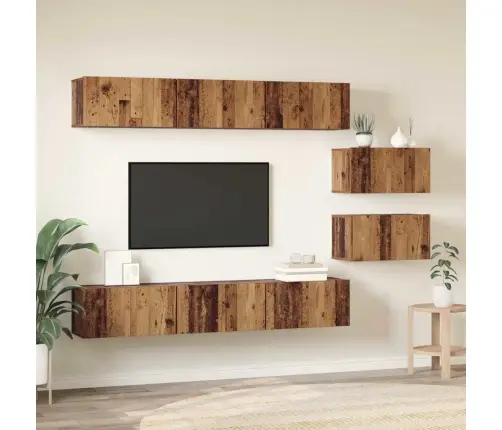 Tv Skapīšu Komplekts 8 Pcs Vecs Koks 60 X 30 X 30.5 Cm Vidaxl