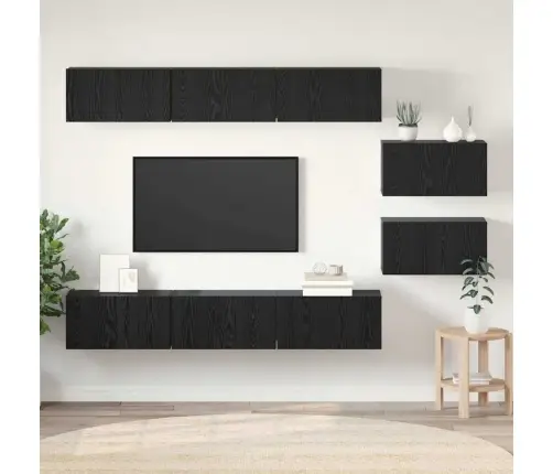 Tv Skapīšu Komplekts 8 Pcs Melns Ozols 60 X 30 X 30.5 Cm Vidaxl
