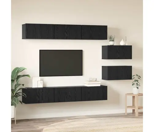 Tv Skapīšu Komplekts 8 Pcs Melns Ozols 60 X 30 X 30.5 Cm Vidaxl