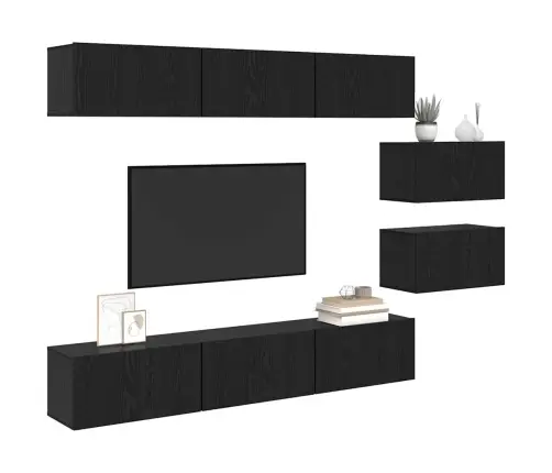 Tv Skapīšu Komplekts 8 Pcs Melns Ozols 60 X 30 X 30.5 Cm Vidaxl