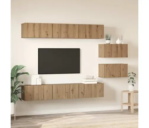 Tv Skapīšu Komplekts 8 Pcs Amatnieku Ozola 60 X 30 X 30.5 Cm Vidaxl