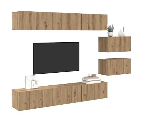 Tv Skapīšu Komplekts 8 Pcs Amatnieku Ozola 60 X 30 X 30.5 Cm Vidaxl