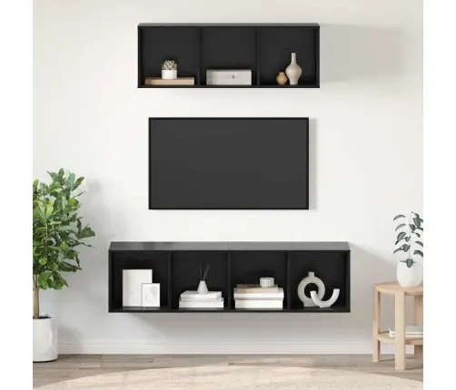 Tv Skapju Komplekts 2 Pcs Melns Ozols 37 X 37 X 142.5 Cm Vidaxl Tv Skapju Komplekts 2 Pcs Melns Ozols 37 X 37 X 142.5 Cm Vidaxl