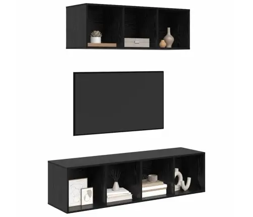 Tv Skapju Komplekts 2 Pcs Melns Ozols 37 X 37 X 142.5 Cm Vidaxl Tv Skapju Komplekts 2 Pcs Melns Ozols 37 X 37 X 142.5 Cm Vidaxl