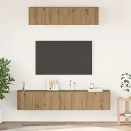 Tv Spintelės Komplektas 4 Pcs Artisano Ąžuolo Apdirbta Mediena