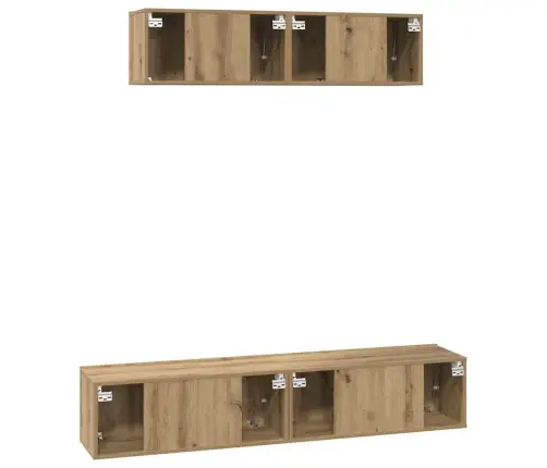 Tv Spintelės Komplektas 4 Pcs Artisano Ąžuolo Apdirbta Mediena