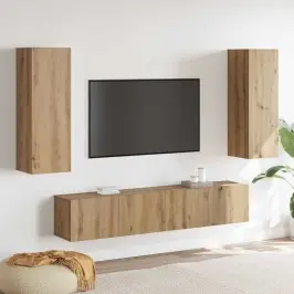 4 Daļu Tv Skapja Komplekts, Kas Piestiprināms Pie Sienas, No Ciedra Ozola Vidaxl
