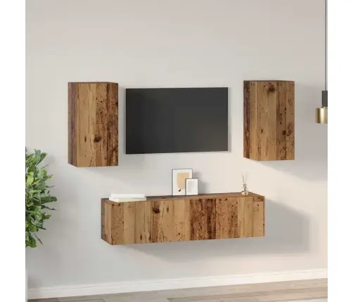 Tv Skapīšu Komplekts Ar Plauktu 4 Pcs Vecs Koks 60 X 30 X 30 Cm Vidaxl