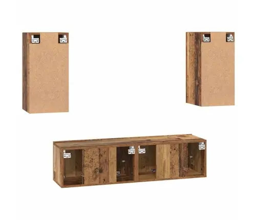 Tv Skapīšu Komplekts Ar Plauktu 4 Pcs Vecs Koks 60 X 30 X 30 Cm Vidaxl