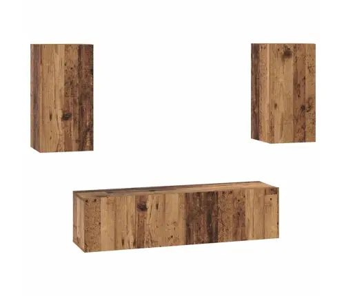 Tv Skapīšu Komplekts Ar Plauktu 4 Pcs Vecs Koks 60 X 30 X 30 Cm Vidaxl