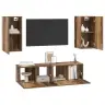 Tv Skapīšu Komplekts Ar Plauktu 4 Pcs Vecs Koks 60 X 30 X 30 Cm Vidaxl