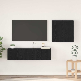 Tv Skapīšu Komplekts 4 Pcs Melns Ozols Inženierijas Koks Vidaxl