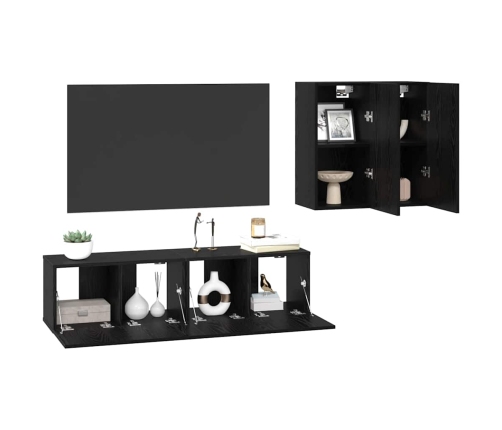 Tv Skapju Komplekts 4 Pcs Melni Ozoli 120 X 30 X 30 Cm Vidaxl