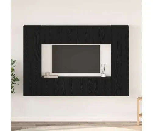 Tv Skapīšu Komplekts 8 Pcs Melni Ozoli 181 X 30 X 120 Cm Vidaxl