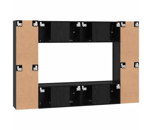 Tv Skapīšu Komplekts 8 Pcs Melni Ozoli 181 X 30 X 120 Cm Vidaxl