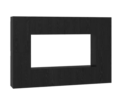 Tv Skapīšu Komplekts 8 Pcs Melni Ozoli 181 X 30 X 120 Cm Vidaxl