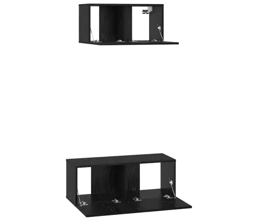 Tv Skapīšu Komplekts 2 Pcs Melns Ozols 80 X 30 X 30 Cm Vidaxl