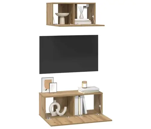 Tv Skapju Komplekts 2 Pcs Amatnieku Ozola 80 X 30 X 30 Cm Vidaxl