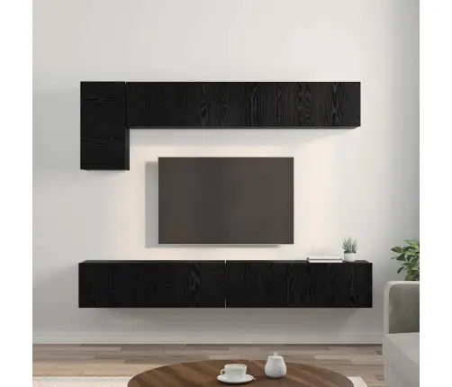 Tv Skapīšu Komplekts Ar Plauktu Ar Uzglabāšanu Ar Durvīm 5 Pcs Melns Ozolkoks Vidaxl Tv Skapīšu Komplekts Ar Plauktu Ar Uzglabāšanu Ar Durvīm 5 Pcs Melns Ozolkoks Vidaxl
