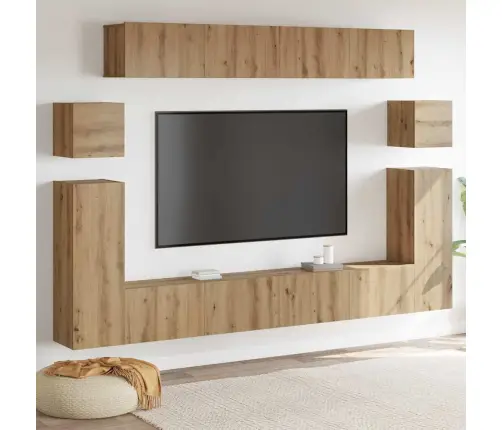 Tv Skapīšu Komplekts Ar Plauktu 8 Pcs Amatnieku Ozols Vidējs Vidaxl