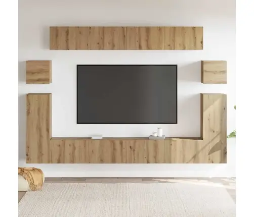 Tv Skapīšu Komplekts Ar Plauktu 8 Pcs Amatnieku Ozols Vidējs Vidaxl
