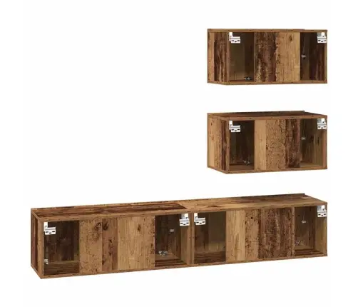 Tv Skapīšu Komplekts 4 Pcs Vecs Koks 80 X 30 X 30 Cm Vidaxl