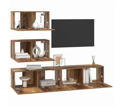 Tv Skapīšu Komplekts 4 Pcs Vecs Koks 80 X 30 X 30 Cm Vidaxl