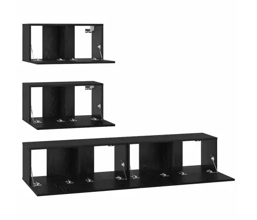 Tv Skapju Komplekts 4 Pcs Melni Ozoli 80 X 30 X 30 Cm Vidaxl