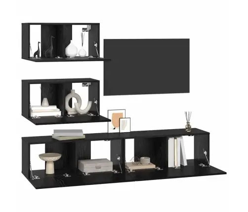 Tv Skapju Komplekts 4 Pcs Melni Ozoli 80 X 30 X 30 Cm Vidaxl