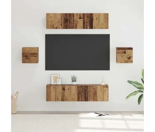 Tv Spintelių Komplektas 6 Pcs Senovinis Medis Apdirbta Mediena