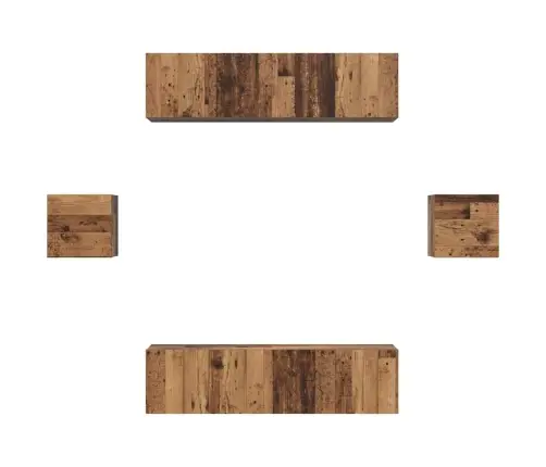 Tv Spintelių Komplektas 6 Pcs Senovinis Medis Apdirbta Mediena