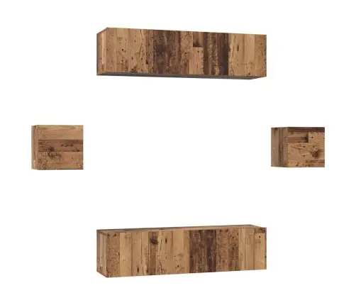 Tv Spintelių Komplektas 6 Pcs Senovinis Medis Apdirbta Mediena