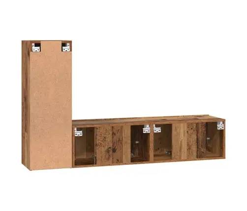 Tv Spintelių Komplektas 3 Pcs Senovinis Medis Apdirbta Mediena