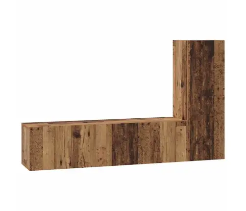 Tv Spintelių Komplektas 3 Pcs Senovinis Medis Apdirbta Mediena