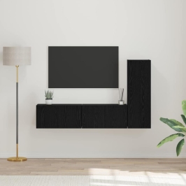Tv Skapīšu Komplekts 3 Pcs Melns Ozols 60 X 30 X 30 Cm Vidaxl