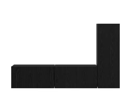 Televizora Skapju Komplekts Ar Plauktu Ar Uzglabāšanu Ar Durvīm 3 Pcs Melni Ozoli Vidaxl