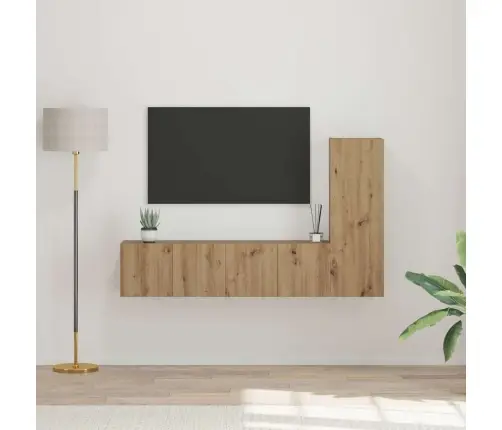 Tv Spintelių Komplektas 3 Pcs Artisano Ąžuolo 60 X 30 X 30 Cm
