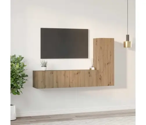 Tv Spintelių Komplektas 3 Pcs Artisano Ąžuolo 60 X 30 X 30 Cm