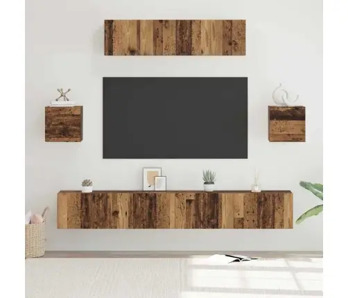 Tv Skapīšu Komplekts 7 Pcs Vecs Koks 80 X 30 X 30 Cm Vidaxl