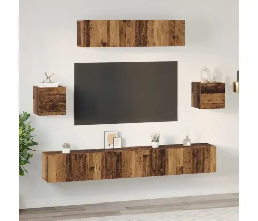 Tv Skapīšu Komplekts 7 Pcs Vecs Koks 80 X 30 X 30 Cm Vidaxl